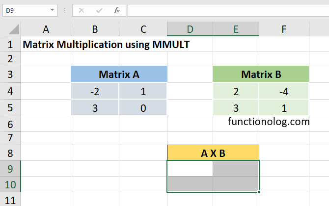 matrix multiplication in excel